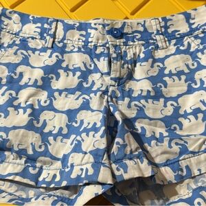 Lilly Pulitzer Blue and White Elephant Pattern Shorts